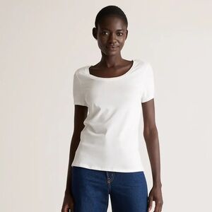 NWOT QUINCE Cotton Modal Scoop Neck Tee Small White 6371